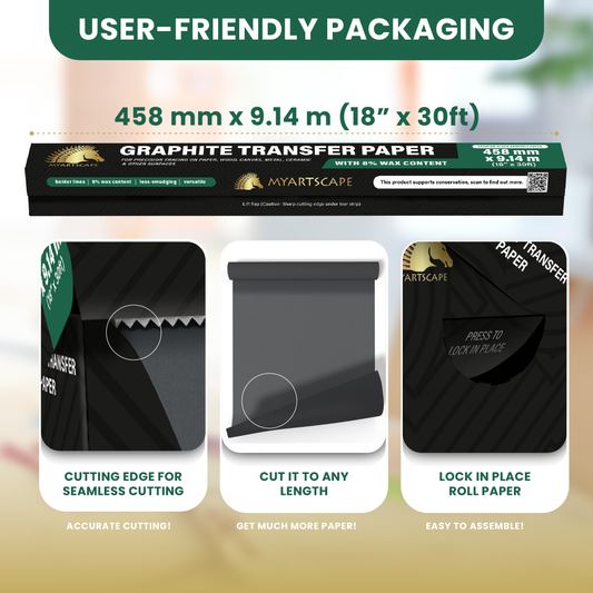 Graphite Transfer Paper Roll, Waxed, 18" x 30ft Roll