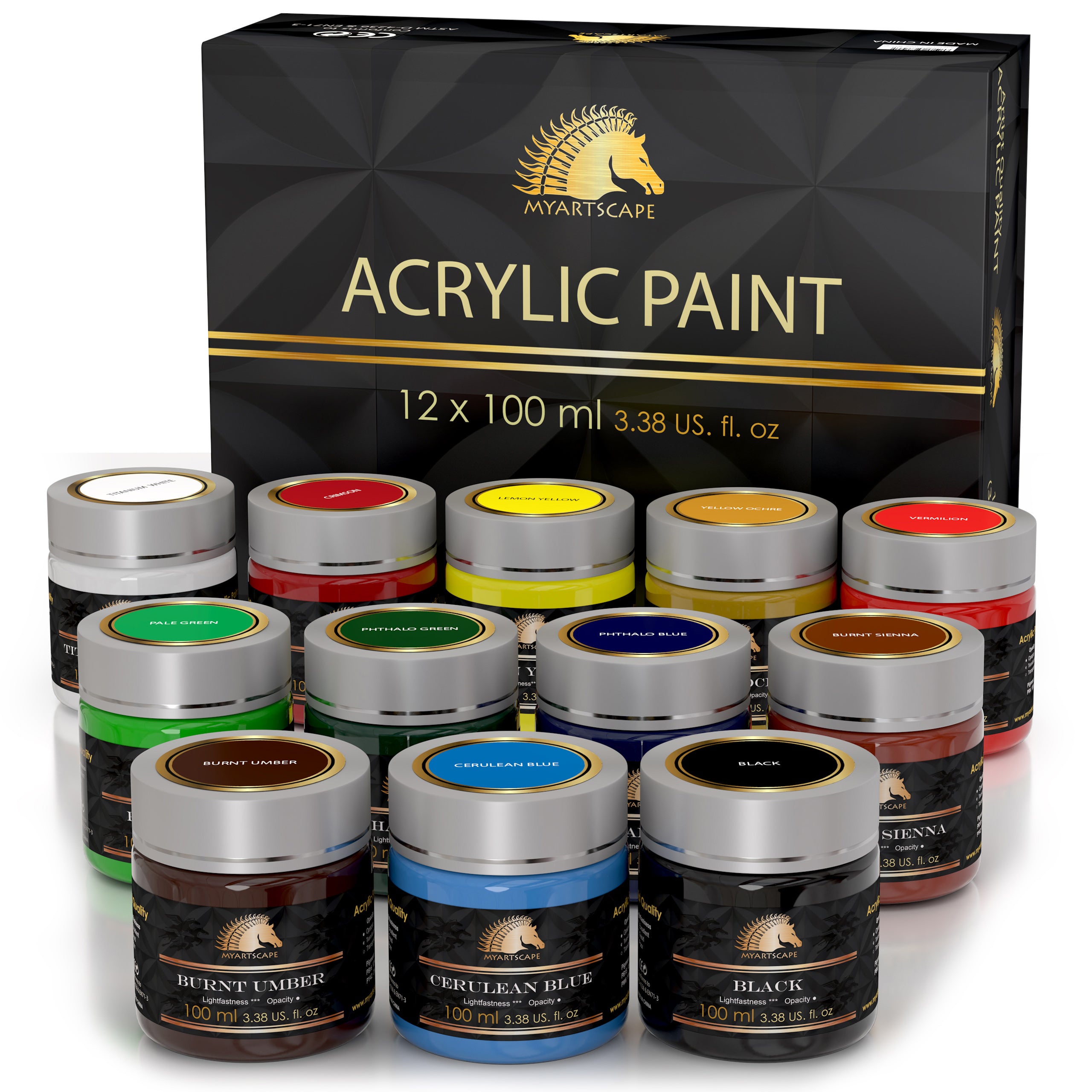 MyArtscape Acrylic Paint Set - 12 x 12ml Tubes - Lightfast - Heavy Body