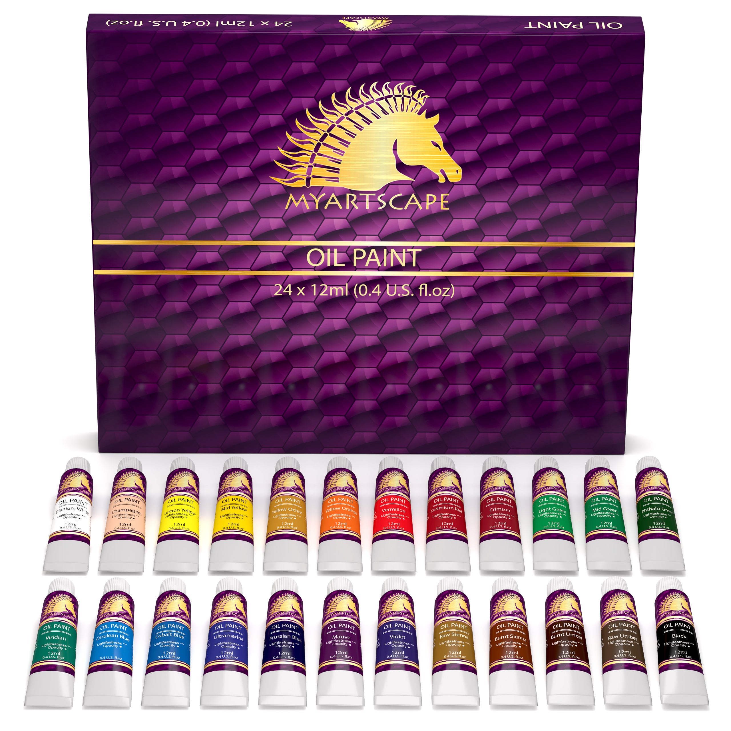 Buy ARTEZA Oil Paint Set, 24 Colors in 12ml/0.4 US fl oz Tubes, Richly  Pigmented Oil Painting Supplies for Canvas, Art Supplies for Beginners &  Professional Artists, Oil Painting Kit Online at
