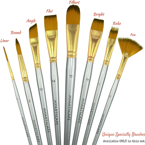 Short Handle Artist Paintbrushes in the Convenient Travel Set