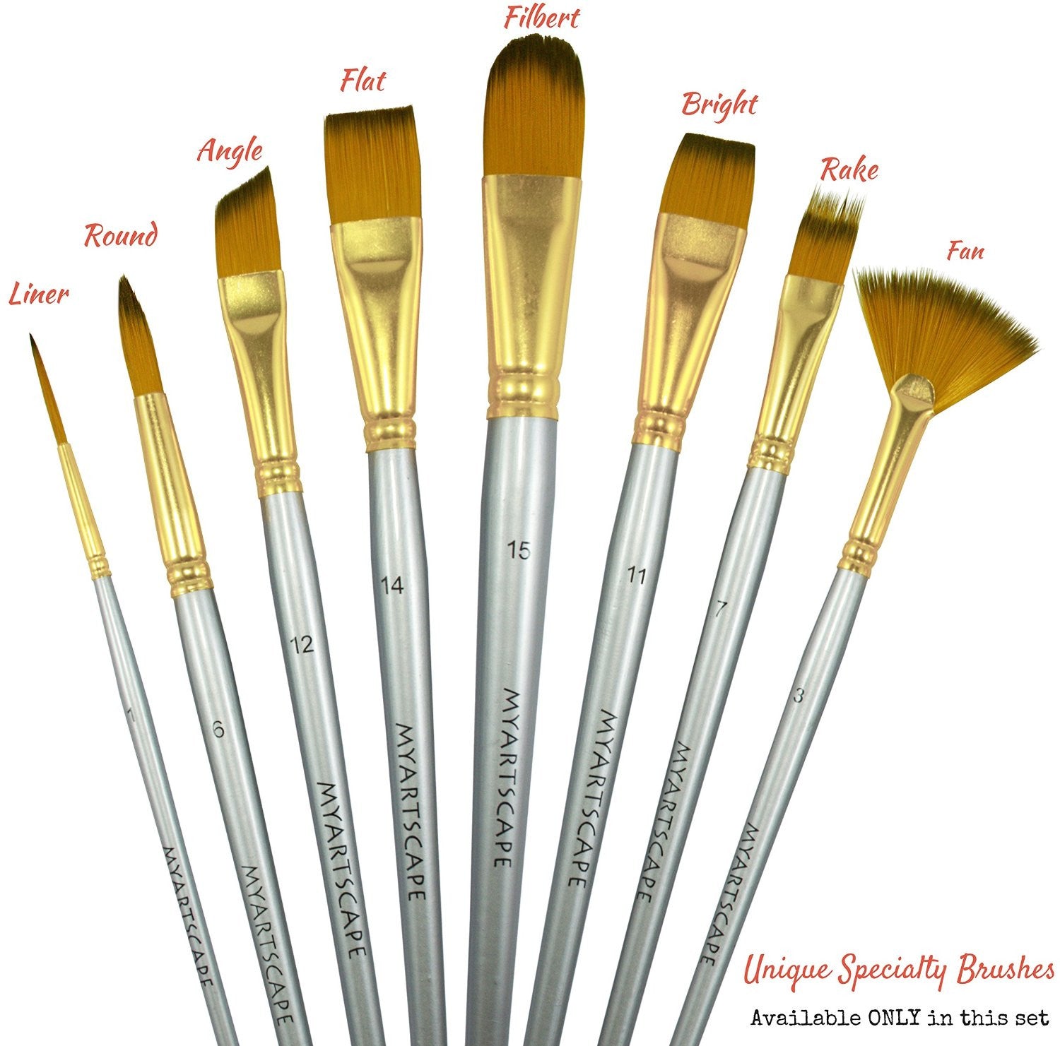 Short Handle Artist Paintbrushes in the Convenient Travel Set