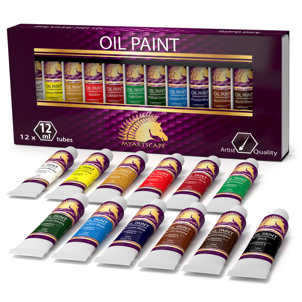 Oil Paint Set - 12 X 12ml Tubes - Lightfast - Heavy Body - Oil-based V ...