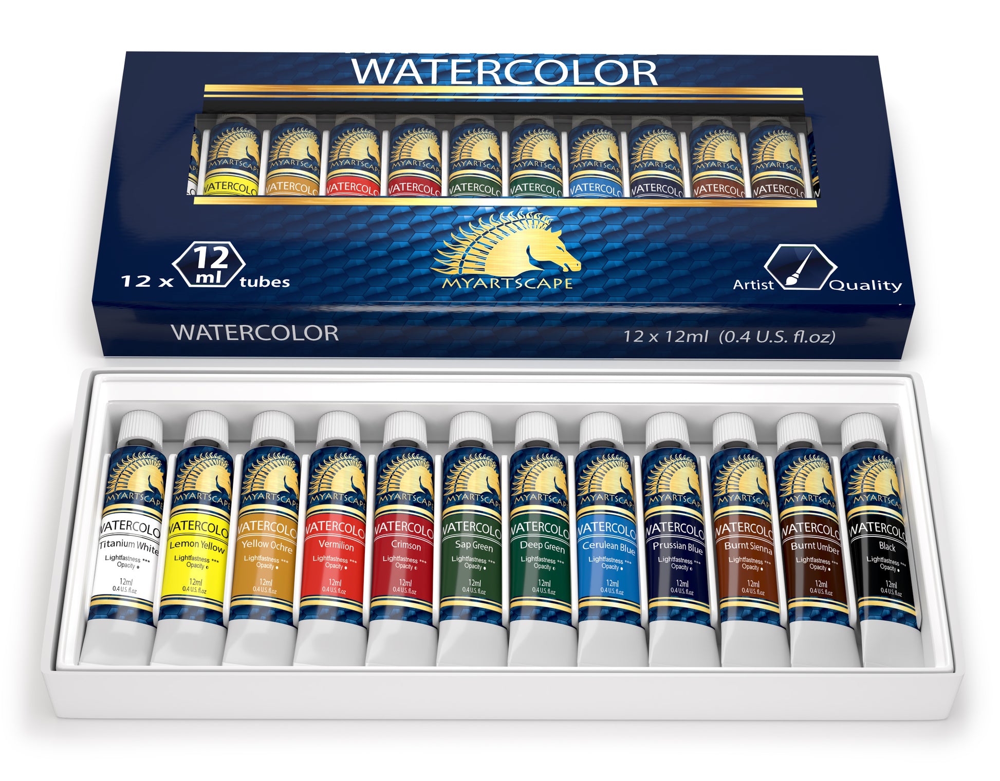Professional Watercolor Paint Set | 12 Unique Water Colors in Inspirational  Watercolor Tin w/Removable Tray| Travel Watercolor Set | Mini Watercolor