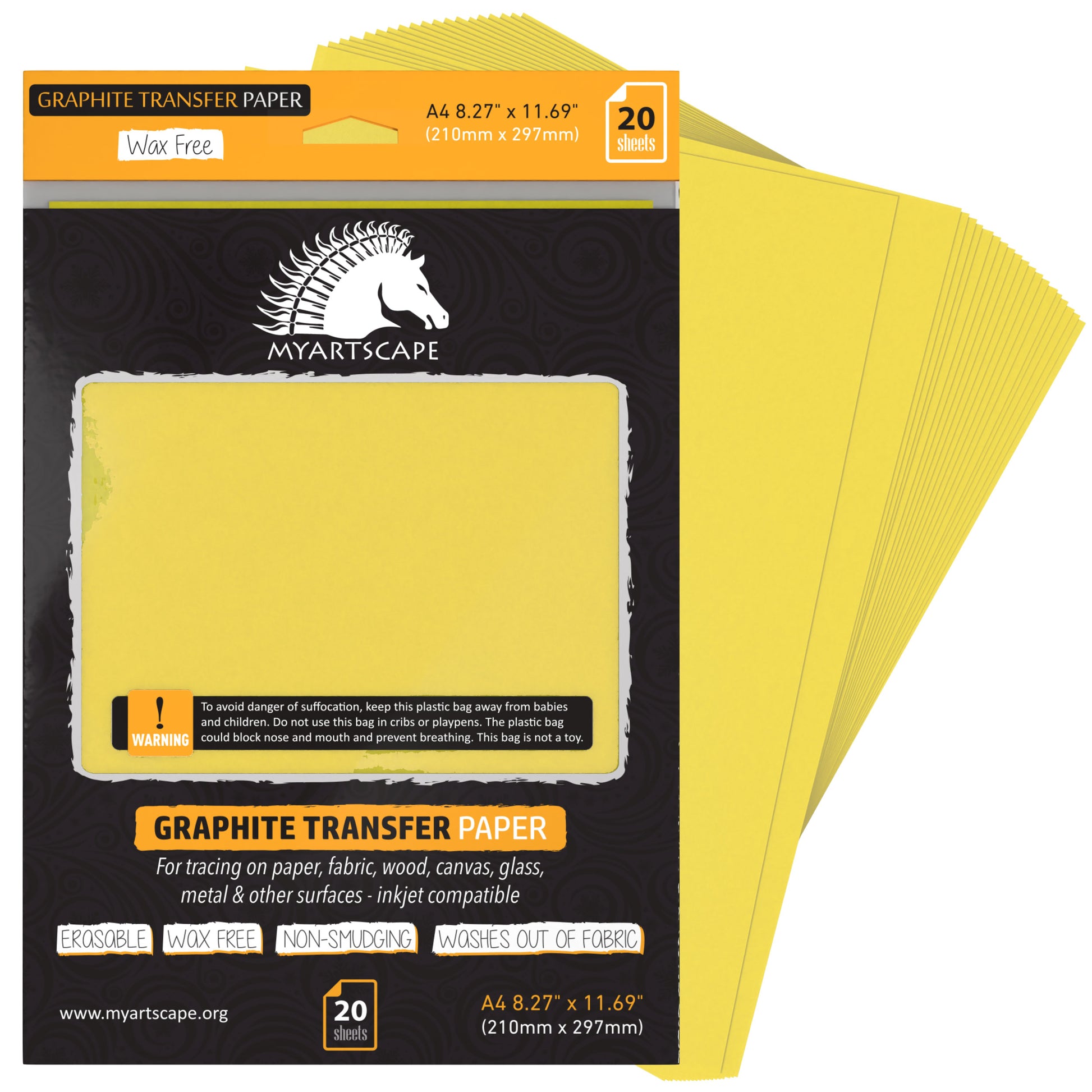 U.S. Art Supply Graphite Carbon Transfer Paper 9 x 13 - 25 Sheets - Black  Tracing Paper for all Art Surfaces