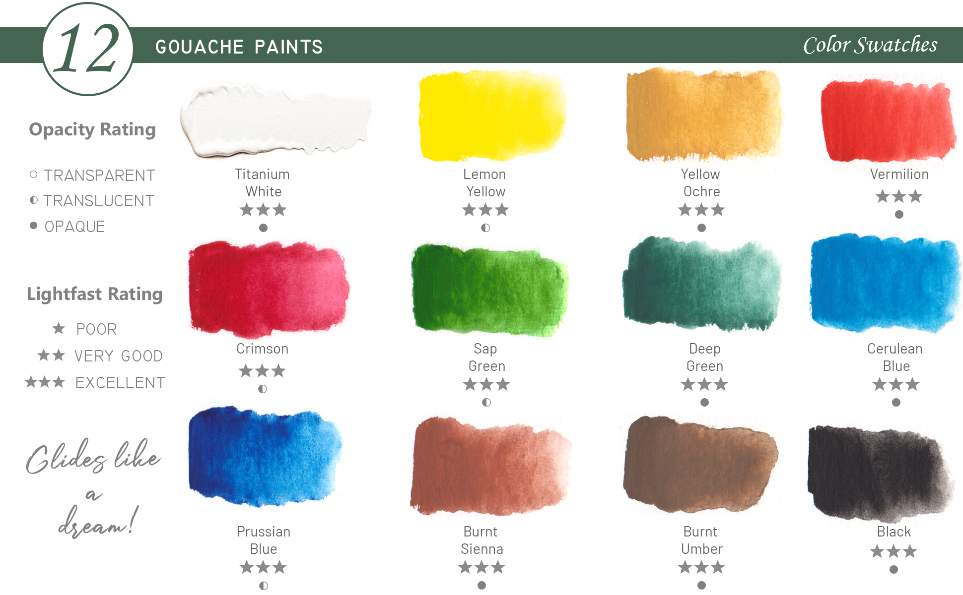 Gouache Paint, 12ml Tubes - Set of 12 – MyArtscape