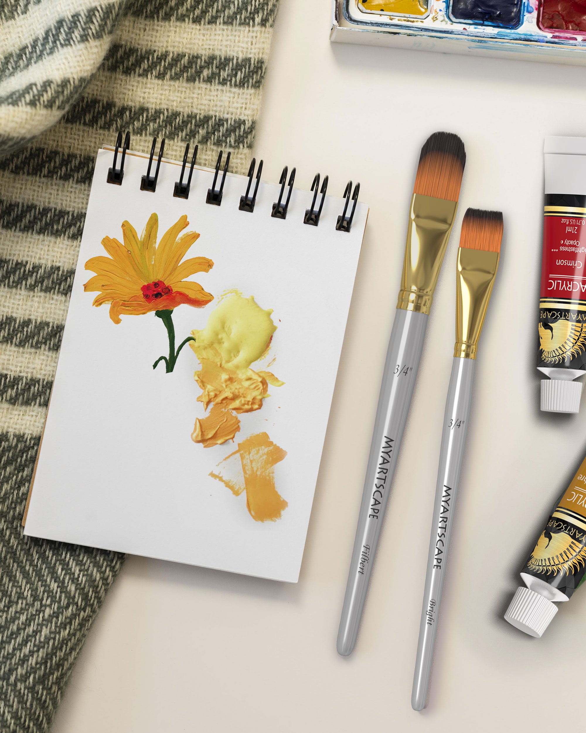 Short Handle Paint Brush - Set of 15 Art Brushes – MyArtscape
