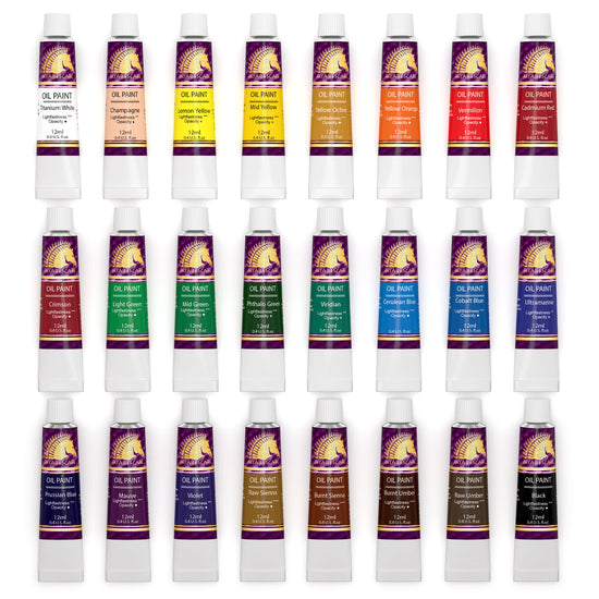 Buy ARTEZA Oil Paint Set, 24 Colors in 12ml/0.4 US fl oz Tubes, Richly  Pigmented Oil Painting Supplies for Canvas, Art Supplies for Beginners &  Professional Artists, Oil Painting Kit Online at