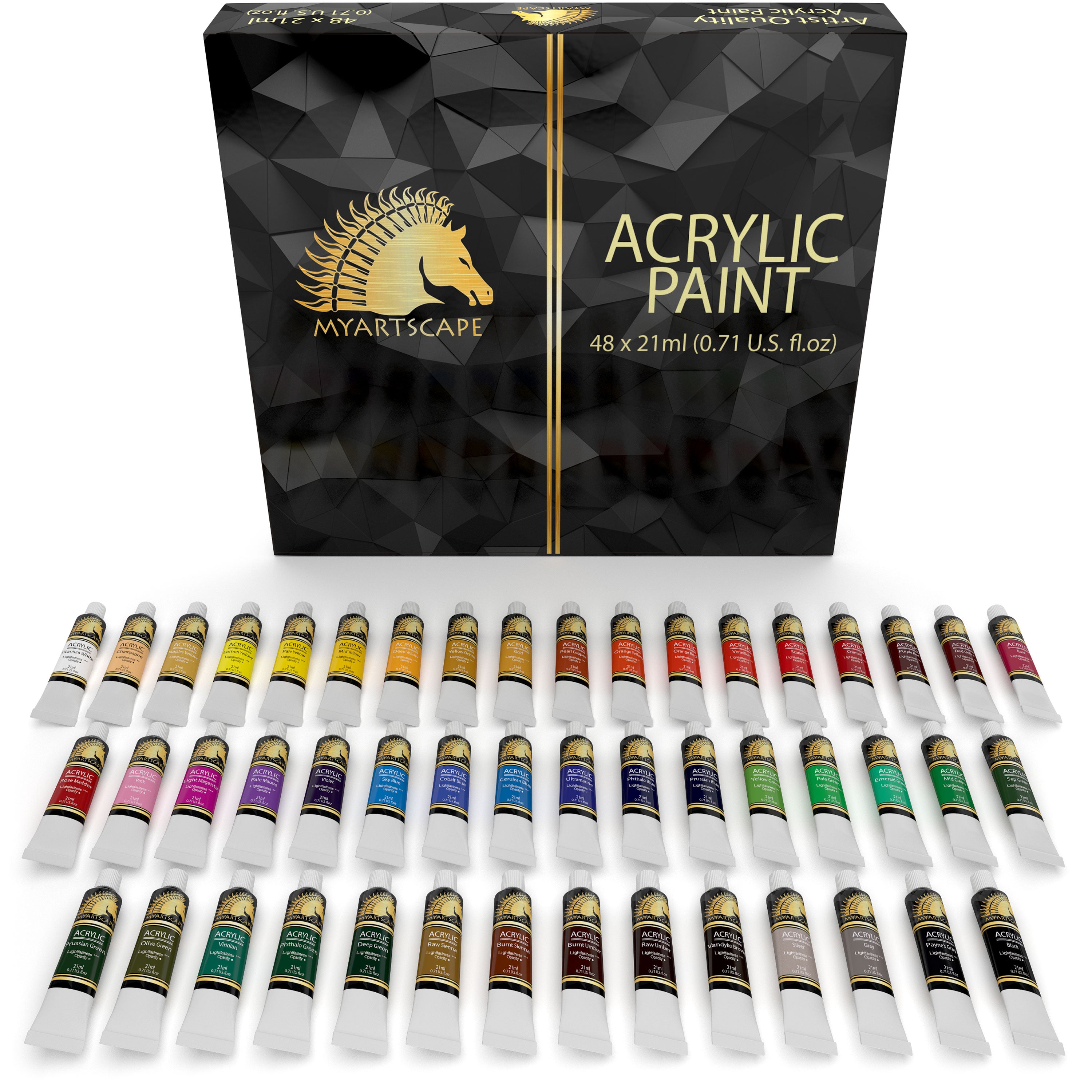 NEW Best Price! deals Acrylic Paint Set - 48 x 21ml Tubes - Artist Quality Art Paints - Fast Shipping!