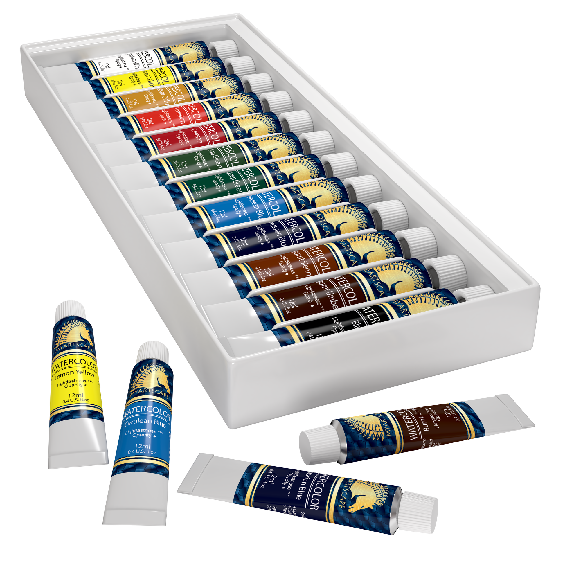 Craft County Watercolor Paint Set – 36 Paint Tubes – Assorted Colored –  12mL Per Tube