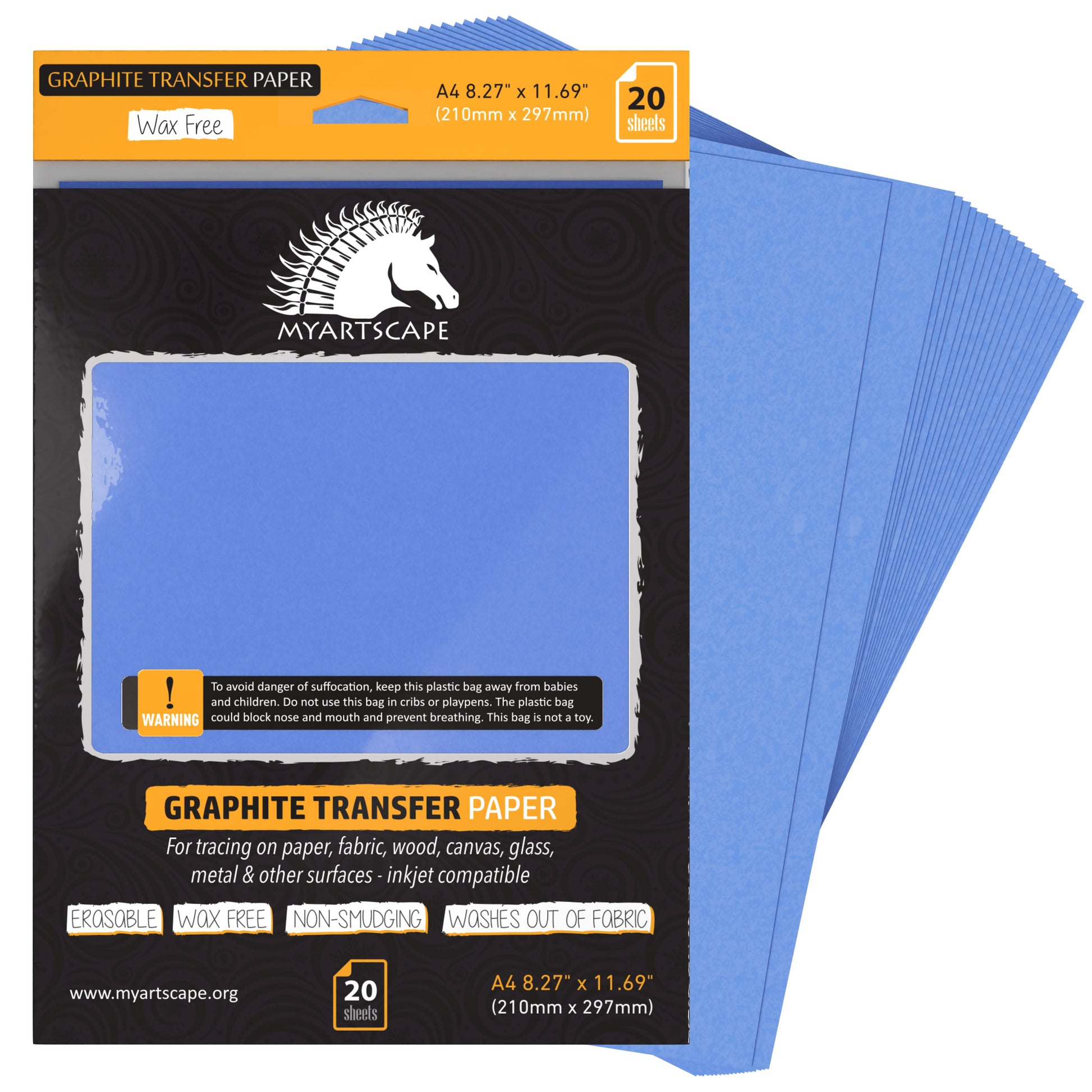 Graphite Transfer Paper, 20 x 36 - 5 Sheets - Black Waxed Paper